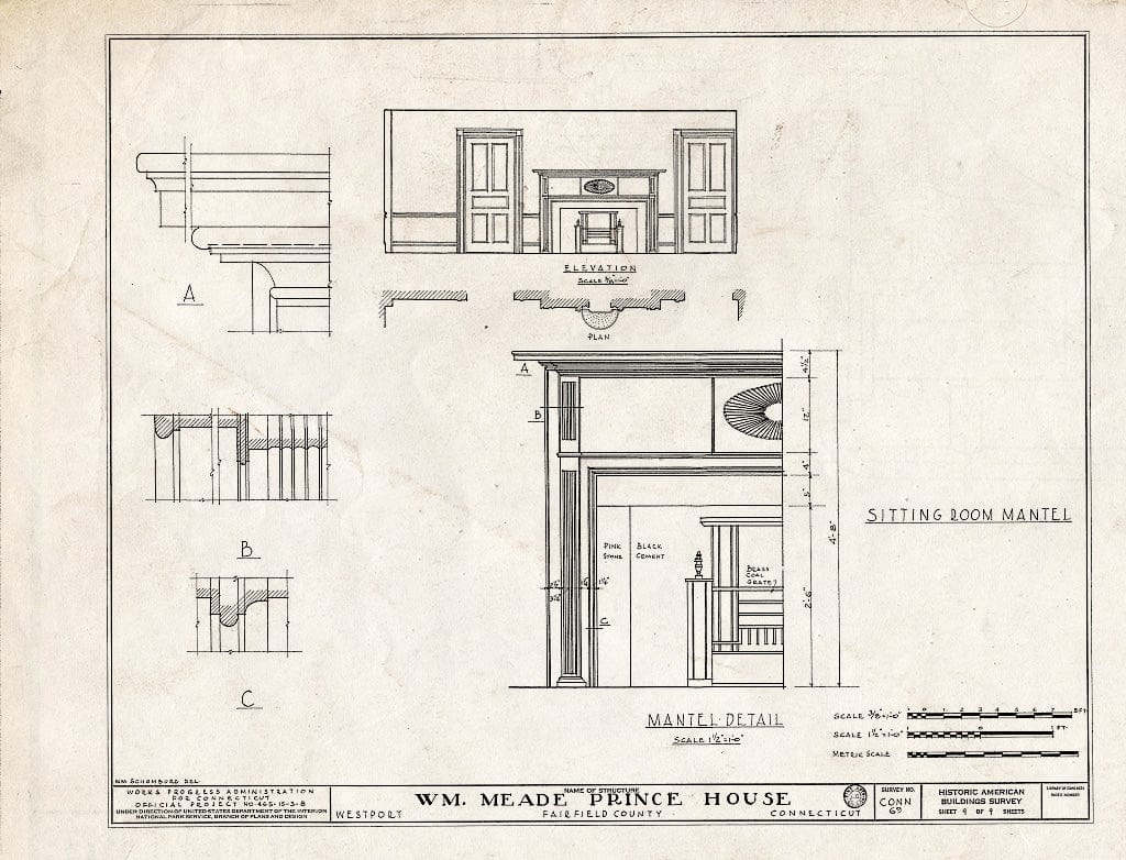 Blueprint HABS Conn,1-WESPO,3- (Sheet 9 of 9) - William Meade Prince House, Saint John Place, Westport, Fairfield County, CT