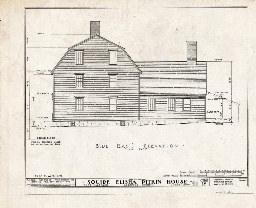 Blueprint HABS Conn,2-HARFE,1- (Sheet 4 of 15) - Squire Elisha Pitkin House, Roberts Lane, East Hartford, Hartford County, CT