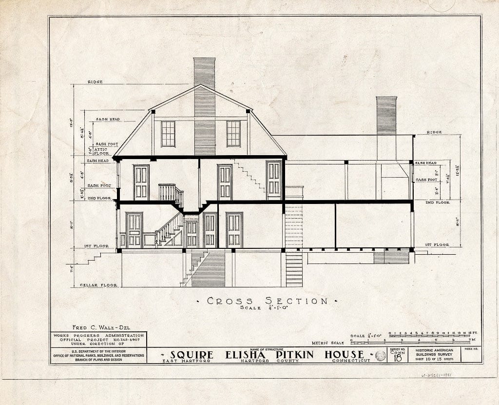 Blueprint HABS Conn,2-HARFE,1- (Sheet 10 of 15) - Squire Elisha Pitkin House, Roberts Lane, East Hartford, Hartford County, CT