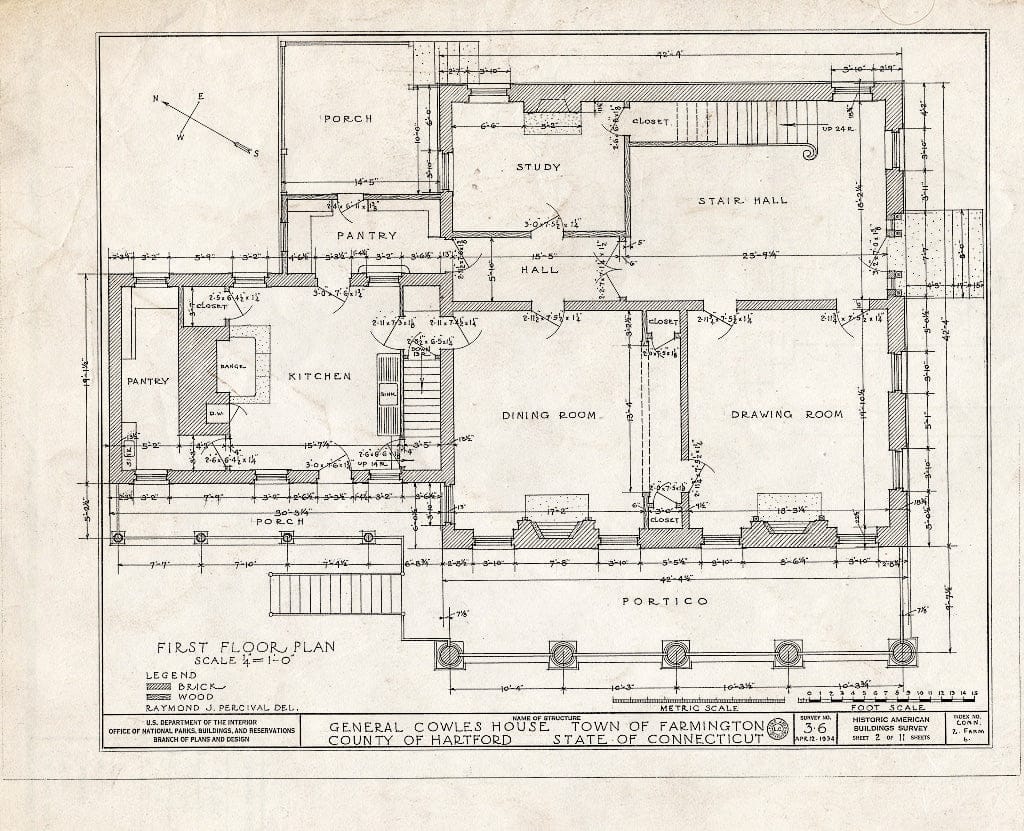 Blueprint HABS Conn,2-Farm,6- (Sheet 2 of 11) - Major General Solomon Cowles House, Main Street, Farmington, Hartford County, CT