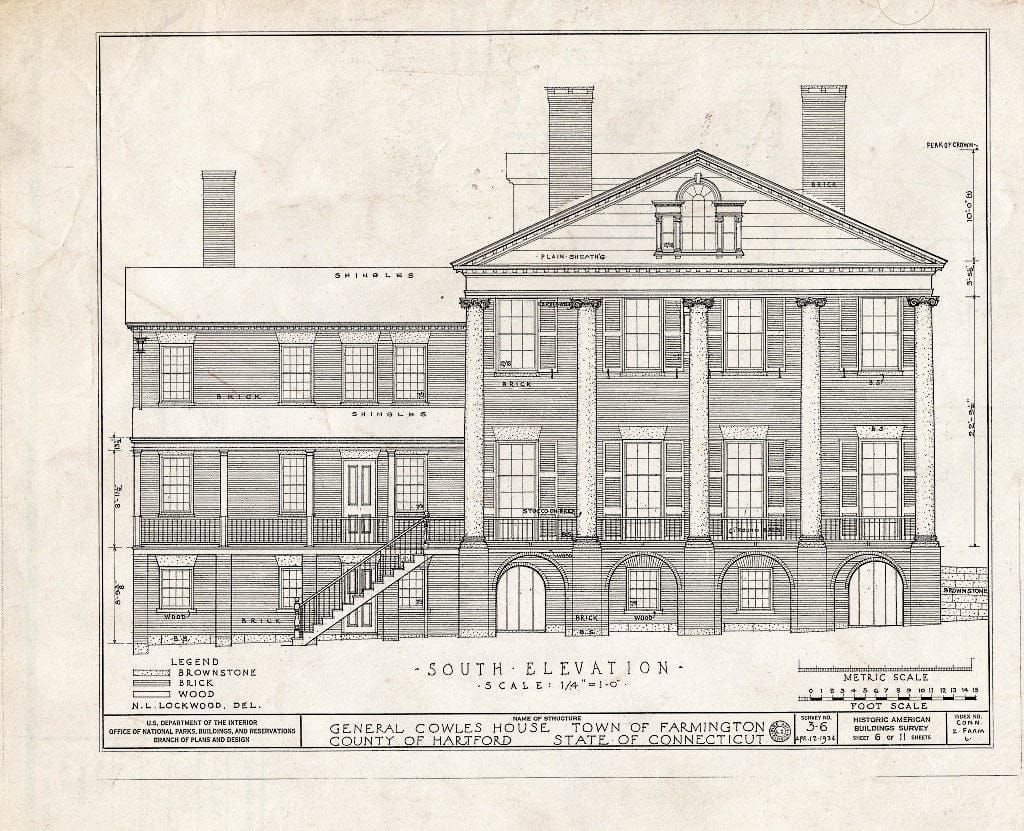 Blueprint HABS Conn,2-Farm,6- (Sheet 6 of 11) - Major General Solomon Cowles House, Main Street, Farmington, Hartford County, CT