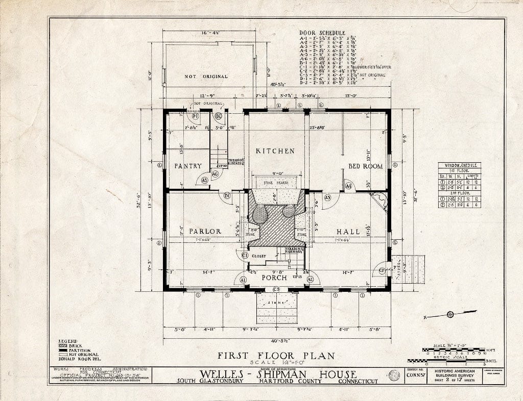 Blueprint HABS Conn,2-GLASBS,1- (Sheet 2 of 17) - Welles-Shipman House, Station Street, South Glastonbury, Hartford County, CT