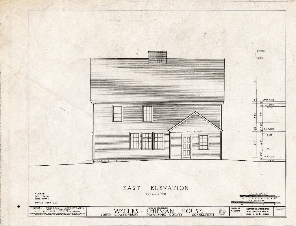 Blueprint HABS Conn,2-GLASBS,1- (Sheet 6 of 17) - Welles-Shipman House, Station Street, South Glastonbury, Hartford County, CT