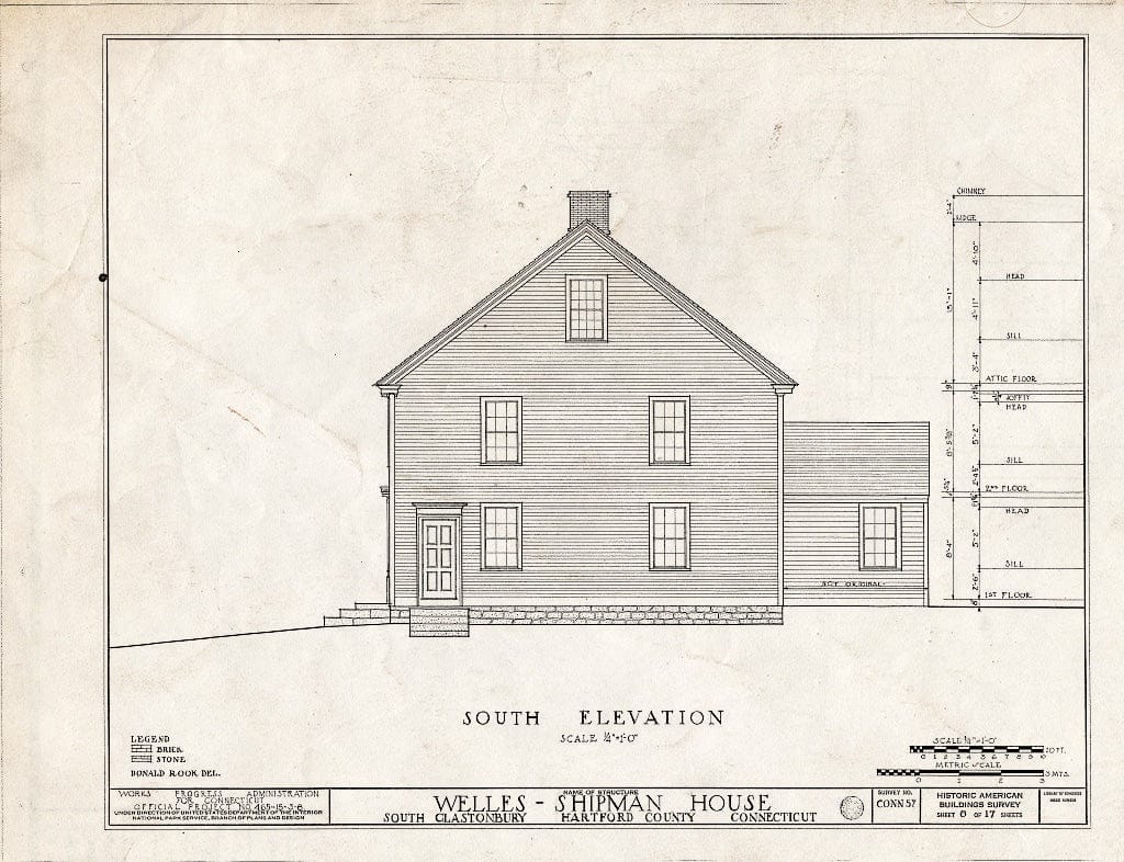 Blueprint HABS Conn,2-GLASBS,1- (Sheet 8 of 17) - Welles-Shipman House, Station Street, South Glastonbury, Hartford County, CT