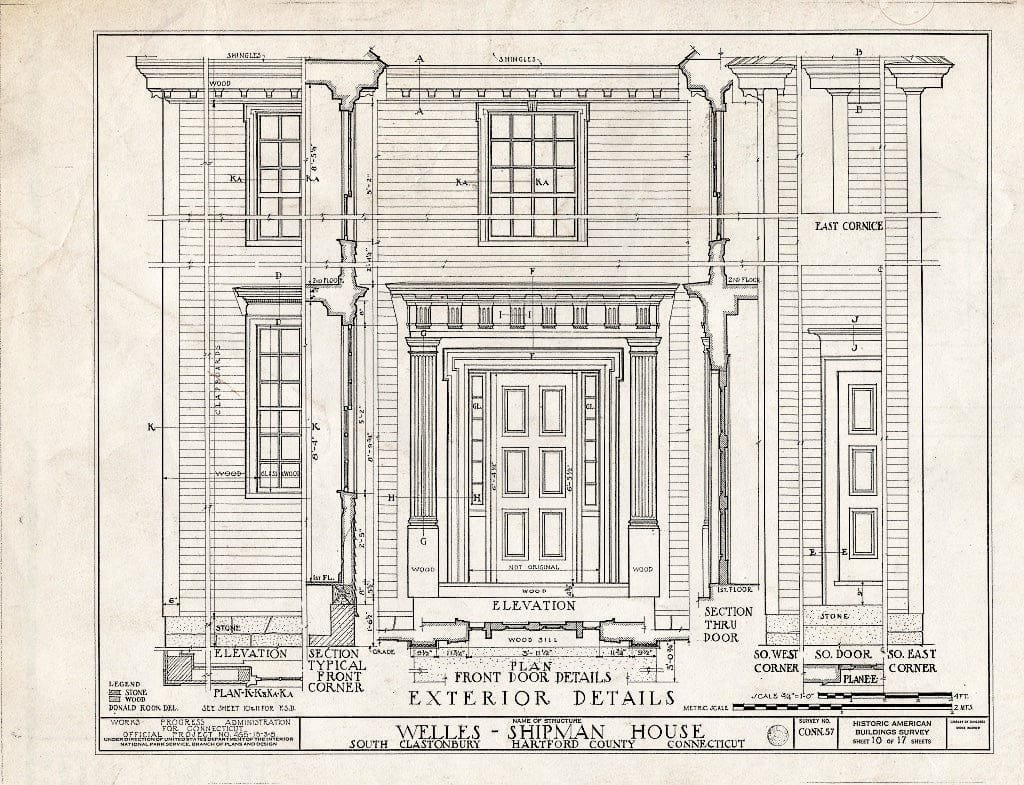 Blueprint HABS Conn,2-GLASBS,1- (Sheet 10 of 17) - Welles-Shipman House, Station Street, South Glastonbury, Hartford County, CT