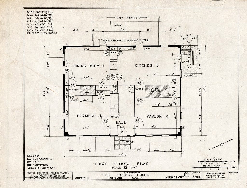 Blueprint HABS Conn,2-Sufi,5- (Sheet 2 of 17) - Harvey Bissell House, 240 Main Street, Suffield, Hartford County, CT