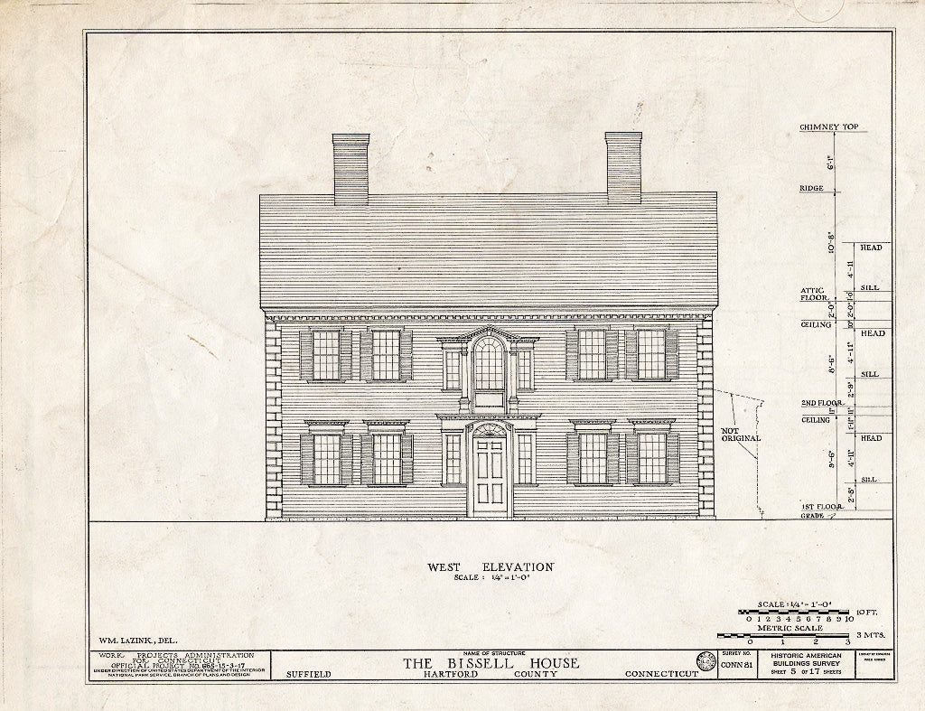 Blueprint HABS Conn,2-Sufi,5- (Sheet 5 of 17) - Harvey Bissell House, 240 Main Street, Suffield, Hartford County, CT