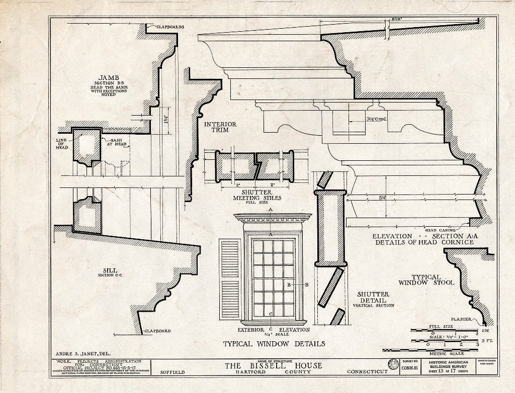 Blueprint HABS Conn,2-Sufi,5- (Sheet 13 of 17) - Harvey Bissell House, 240 Main Street, Suffield, Hartford County, CT