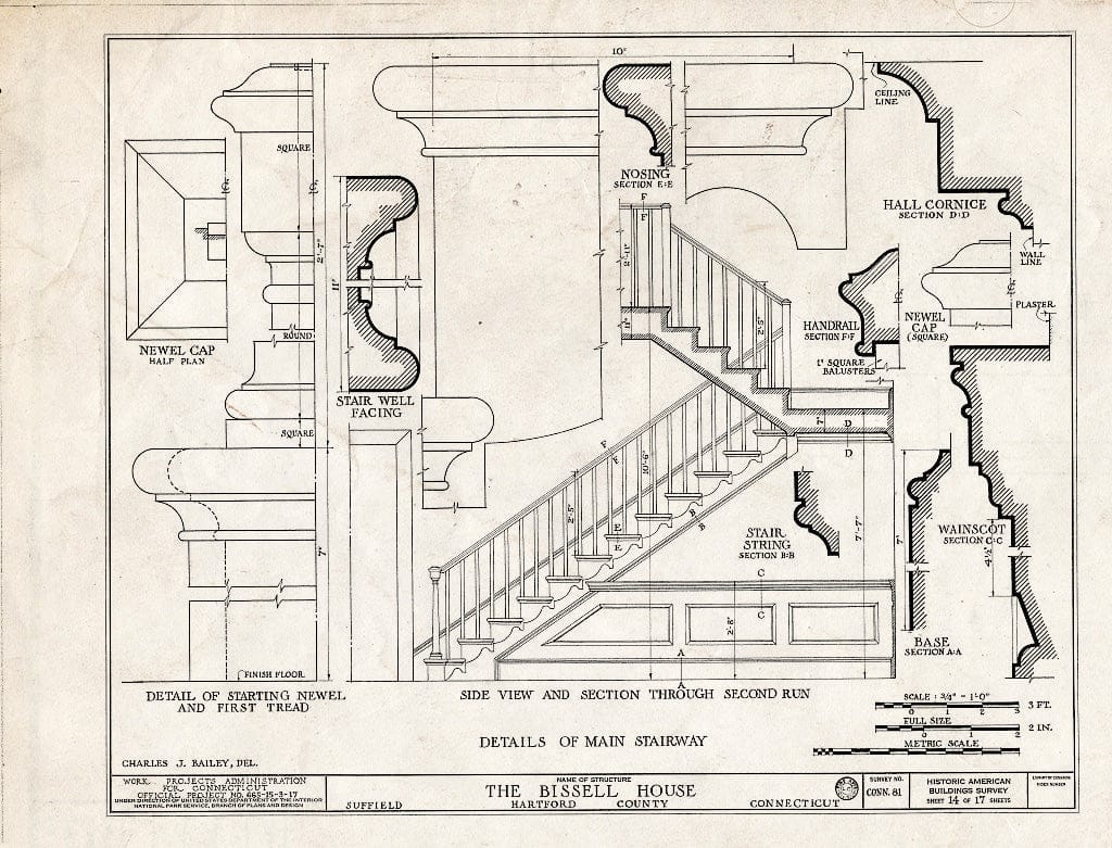 Blueprint HABS Conn,2-Sufi,5- (Sheet 14 of 17) - Harvey Bissell House, 240 Main Street, Suffield, Hartford County, CT