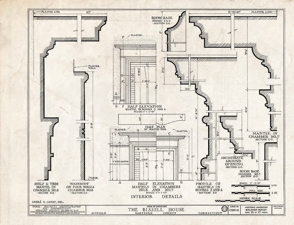 Blueprint HABS Conn,2-Sufi,5- (Sheet 16 of 17) - Harvey Bissell House, 240 Main Street, Suffield, Hartford County, CT