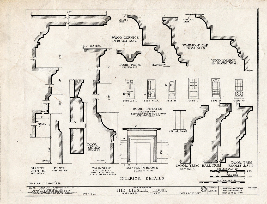 Blueprint HABS Conn,2-Sufi,5- (Sheet 17 of 17) - Harvey Bissell House, 240 Main Street, Suffield, Hartford County, CT