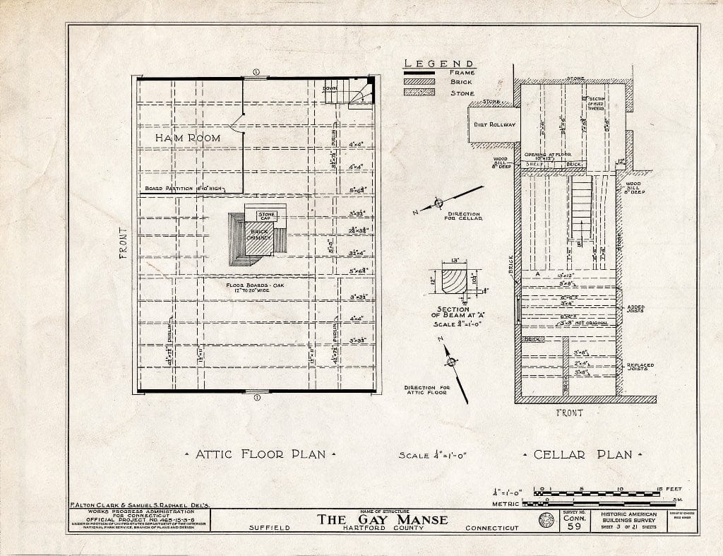 Blueprint HABS Conn,2-Sufi,2- (Sheet 3 of 21) - Reverend Ebenezer Gay Manse, Route 75, Suffield, Hartford County, CT