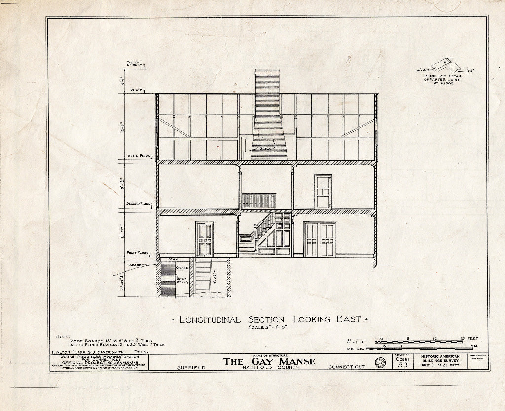 Blueprint HABS Conn,2-Sufi,2- (Sheet 9 of 21) - Reverend Ebenezer Gay Manse, Route 75, Suffield, Hartford County, CT