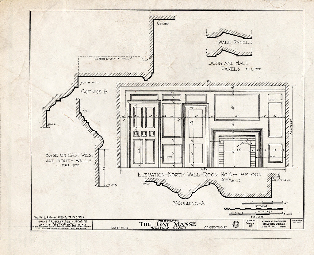 Blueprint HABS Conn,2-Sufi,2- (Sheet 11 of 21) - Reverend Ebenezer Gay Manse, Route 75, Suffield, Hartford County, CT