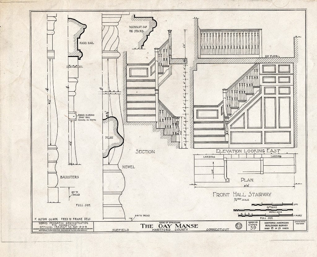 Blueprint HABS Conn,2-Sufi,2- (Sheet 15 of 21) - Reverend Ebenezer Gay Manse, Route 75, Suffield, Hartford County, CT