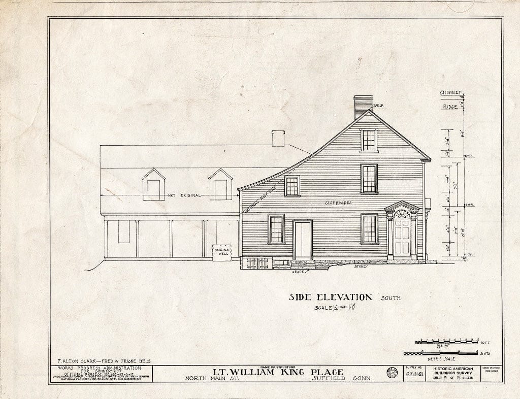 Blueprint HABS Conn,2-Sufi,1- (Sheet 5 of 15) - Lieutenant William King Place, North Main Street, Suffield, Hartford County, CT