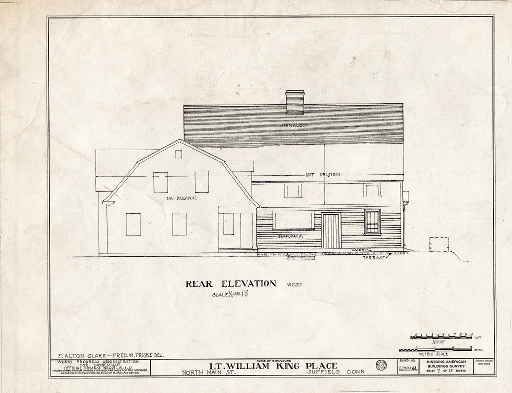 Blueprint HABS Conn,2-Sufi,1- (Sheet 7 of 15) - Lieutenant William King Place, North Main Street, Suffield, Hartford County, CT