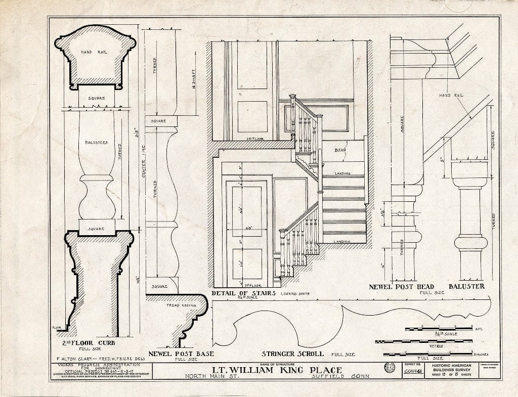 Blueprint HABS Conn,2-Sufi,1- (Sheet 10 of 15) - Lieutenant William King Place, North Main Street, Suffield, Hartford County, CT