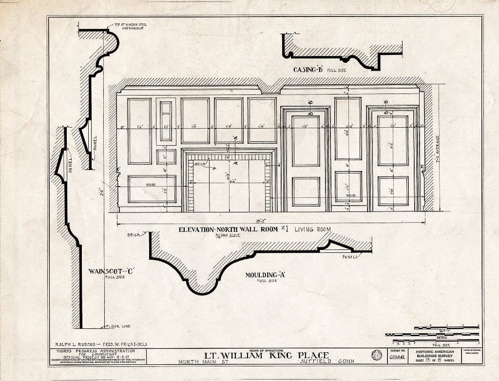 Blueprint HABS Conn,2-Sufi,1- (Sheet 13 of 15) - Lieutenant William King Place, North Main Street, Suffield, Hartford County, CT