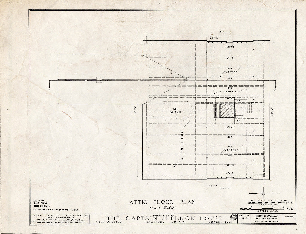 Blueprint HABS Conn,2-SUFIW,1- (Sheet 4 of 20) - Captain Jonathan Sheldon House, Sheldon Street, West Suffield, Hartford County, CT