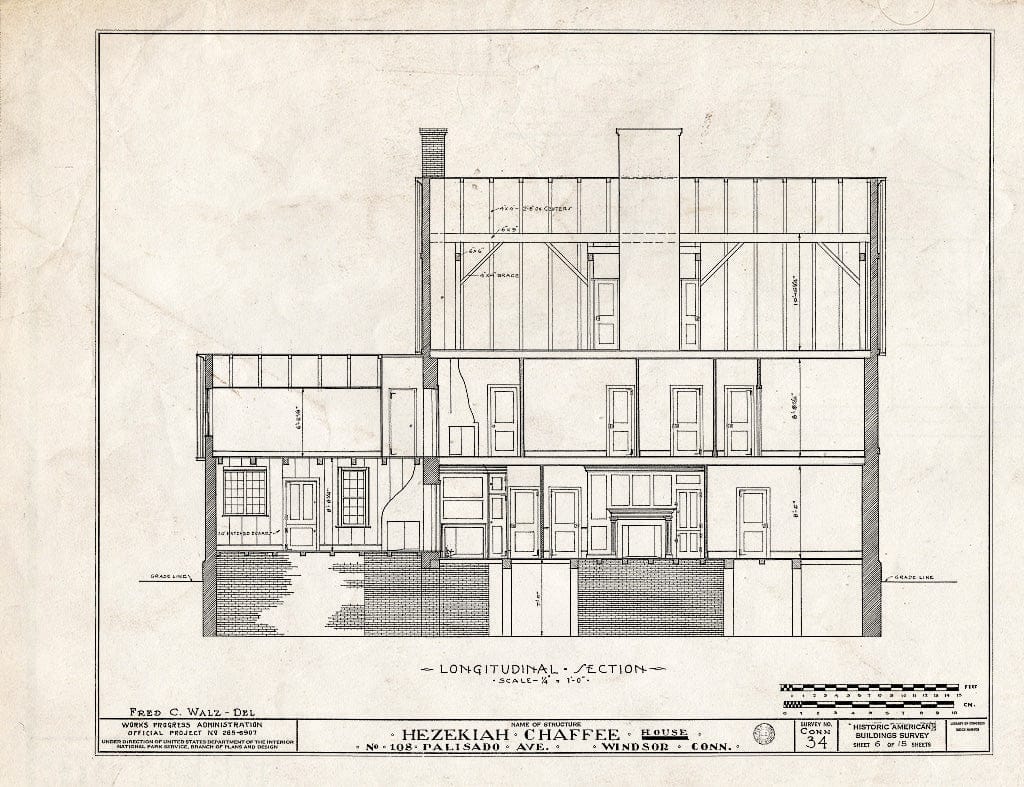 Blueprint HABS Conn,2-Wind,3- (Sheet 6 of 15) - Hezekiah Chaffee House, 108 Palisado Avenue, Windsor, Hartford County, CT