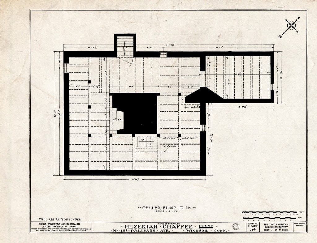 Blueprint HABS Conn,2-Wind,3- (Sheet 7 of 15) - Hezekiah Chaffee House, 108 Palisado Avenue, Windsor, Hartford County, CT