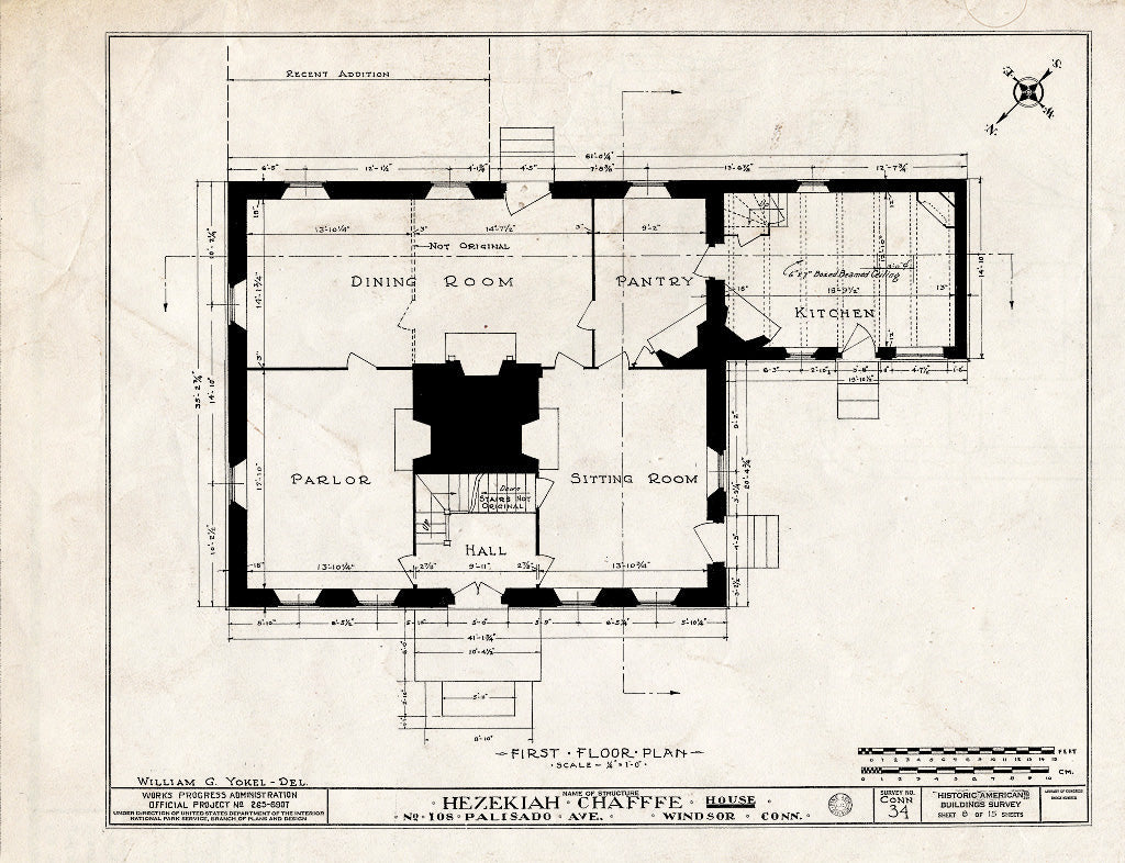 Blueprint HABS Conn,2-Wind,3- (Sheet 8 of 15) - Hezekiah Chaffee House, 108 Palisado Avenue, Windsor, Hartford County, CT