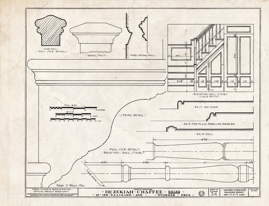Blueprint HABS Conn,2-Wind,3- (Sheet 15 of 15) - Hezekiah Chaffee House, 108 Palisado Avenue, Windsor, Hartford County, CT