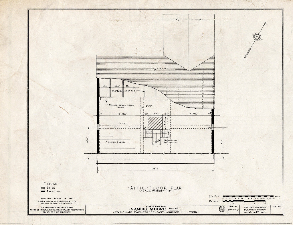 Blueprint HABS Conn,2-WINHIE,5- (Sheet 4 of 15) - Samuel Moore House, Station 48 - Main Street, East Windsor Hill, Hartford County, CT