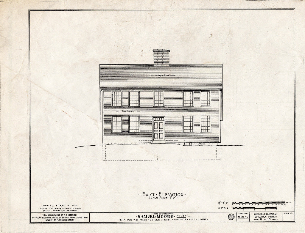 Blueprint HABS Conn,2-WINHIE,5- (Sheet 5 of 15) - Samuel Moore House, Station 48 - Main Street, East Windsor Hill, Hartford County, CT