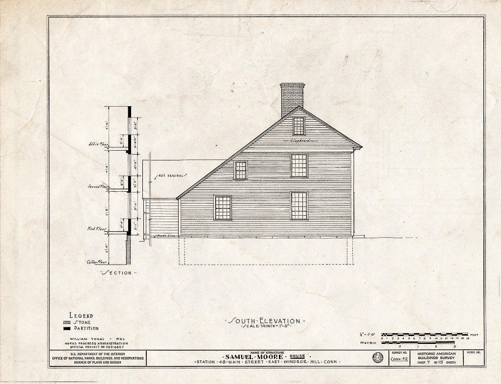 Blueprint HABS Conn,2-WINHIE,5- (Sheet 7 of 15) - Samuel Moore House, Station 48 - Main Street, East Windsor Hill, Hartford County, CT