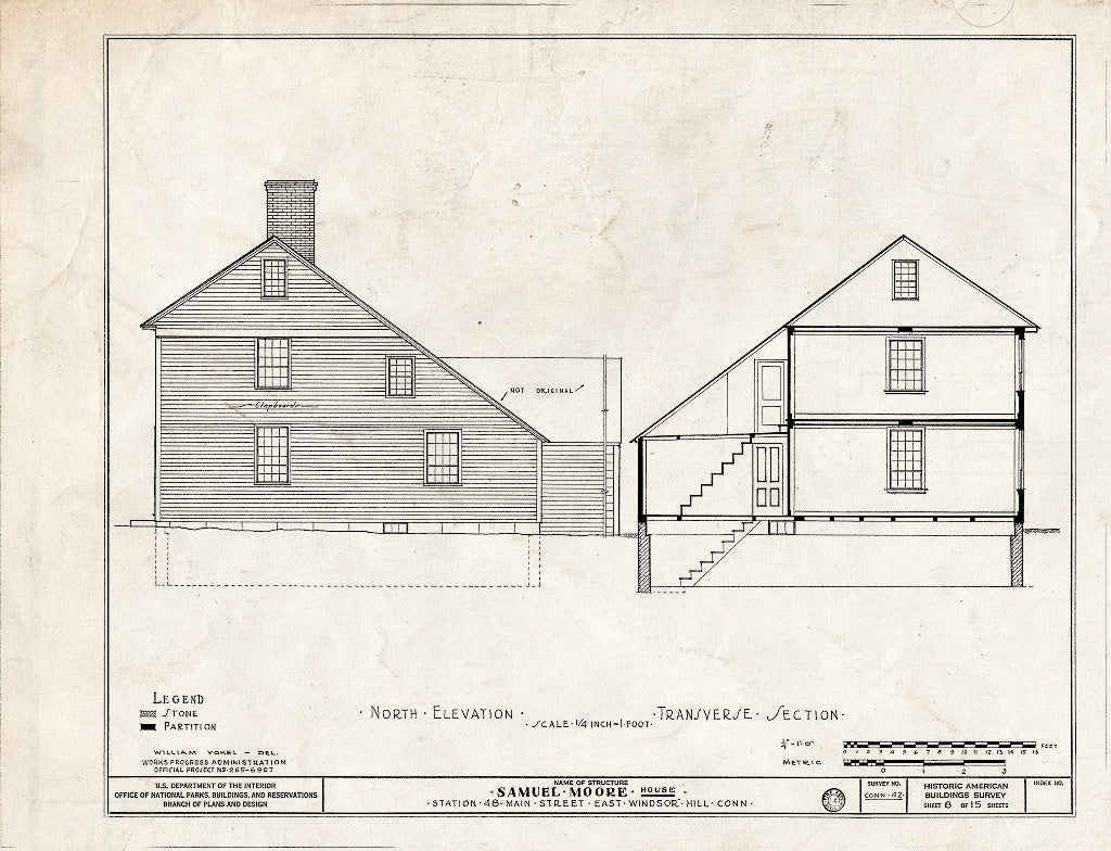 Blueprint HABS Conn,2-WINHIE,5- (Sheet 8 of 15) - Samuel Moore House, Station 48 - Main Street, East Windsor Hill, Hartford County, CT
