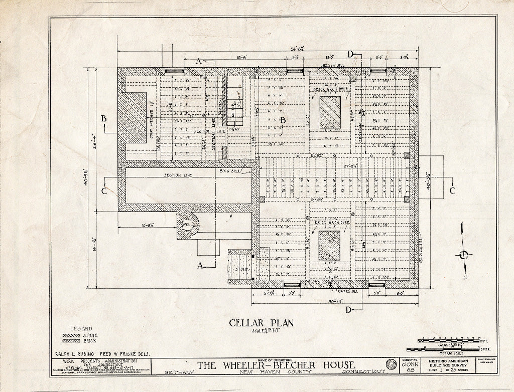 Blueprint HABS Conn,5-Beth,1- (Sheet 1 of 25) - Wheeler-Beecher House, Amity Road, Bethany, New Haven County, CT