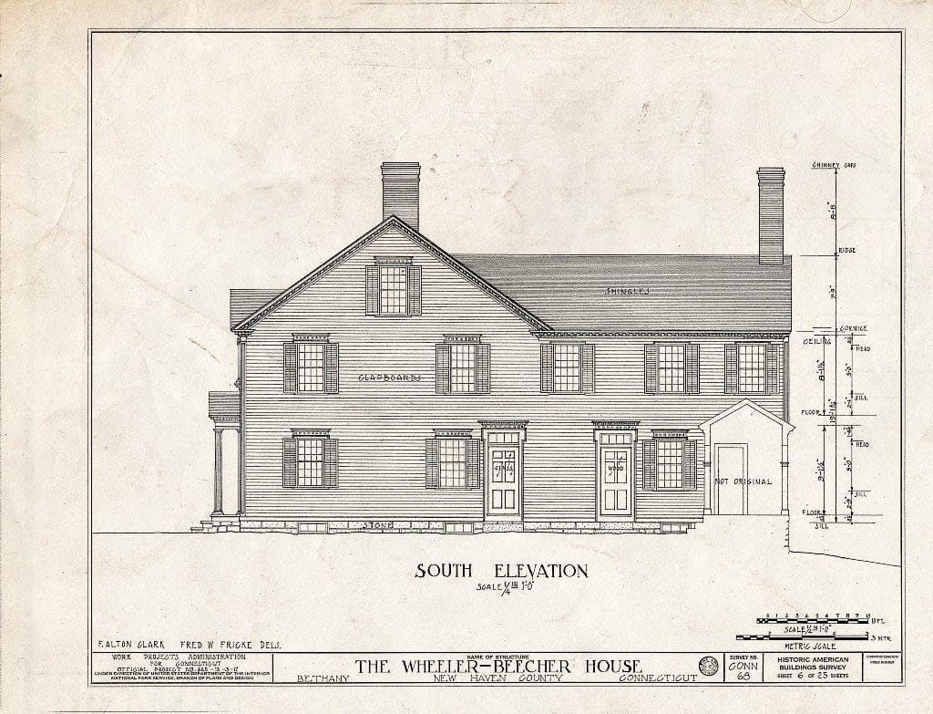 Blueprint HABS Conn,5-Beth,1- (Sheet 6 of 25) - Wheeler-Beecher House, Amity Road, Bethany, New Haven County, CT