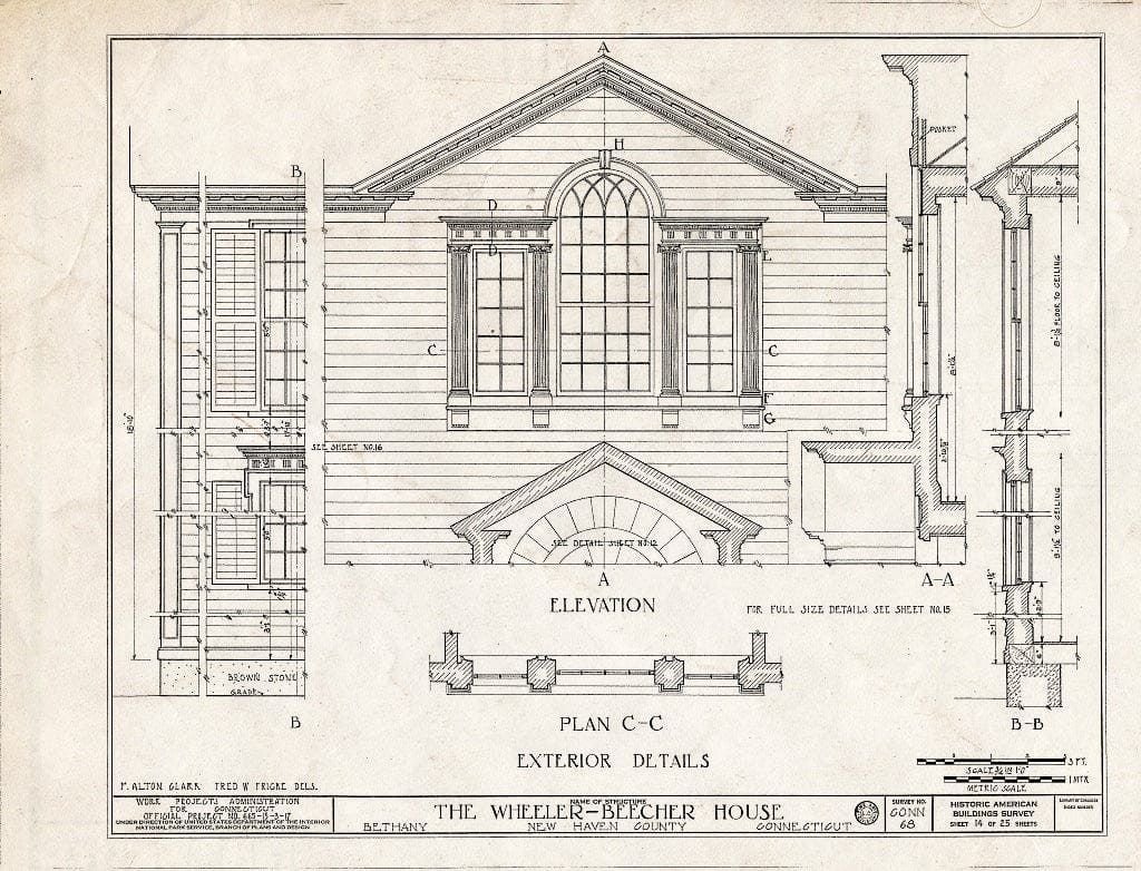 Blueprint HABS Conn,5-Beth,1- (Sheet 14 of 25) - Wheeler-Beecher House, Amity Road, Bethany, New Haven County, CT