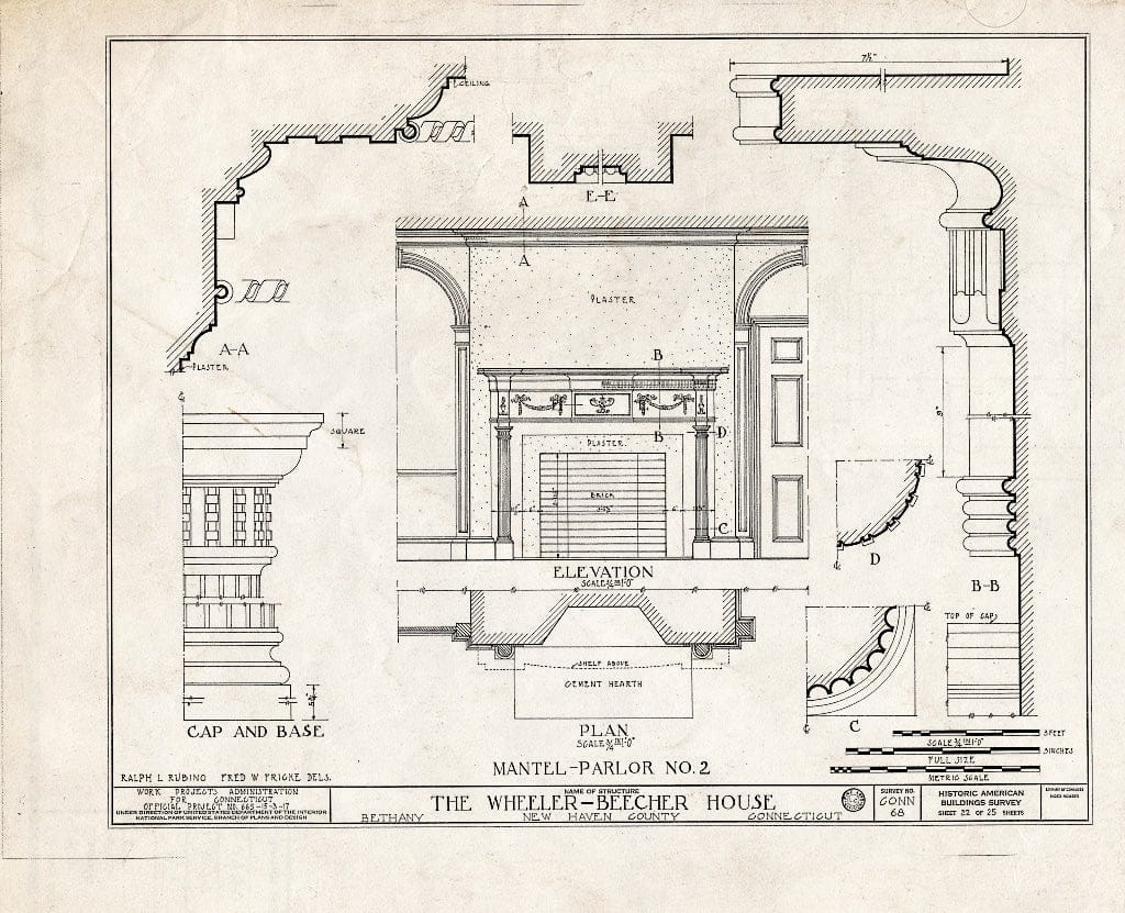 Blueprint HABS Conn,5-Beth,1- (Sheet 22 of 25) - Wheeler-Beecher House, Amity Road, Bethany, New Haven County, CT