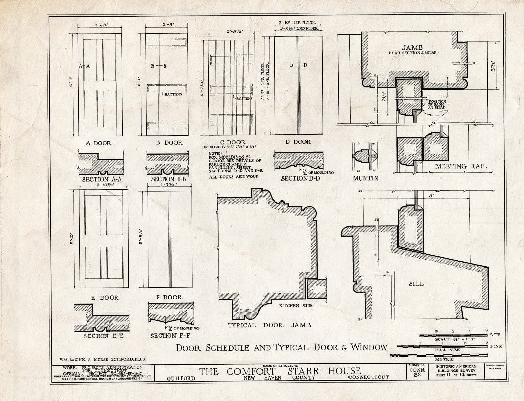Blueprint HABS Conn,5-GUIL,18- (Sheet 11 of 14) - Comfort Starr House, Guilford, New Haven County, CT