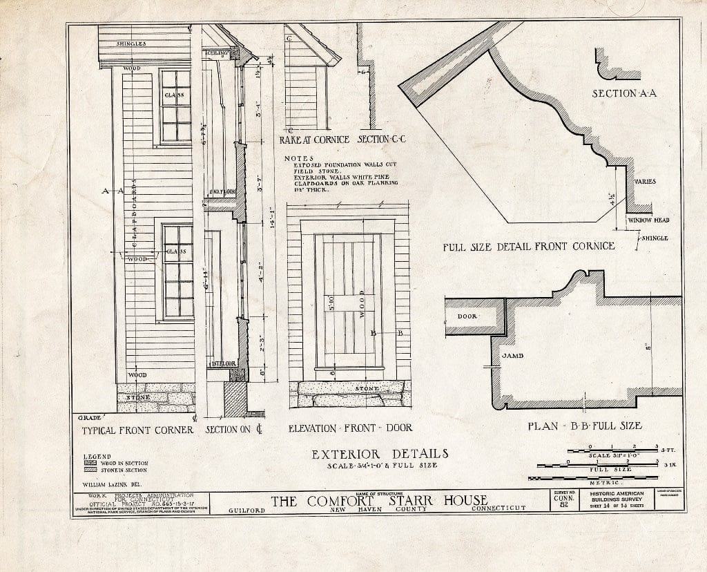 Blueprint HABS Conn,5-GUIL,18- (Sheet 14 of 14) - Comfort Starr House, Guilford, New Haven County, CT