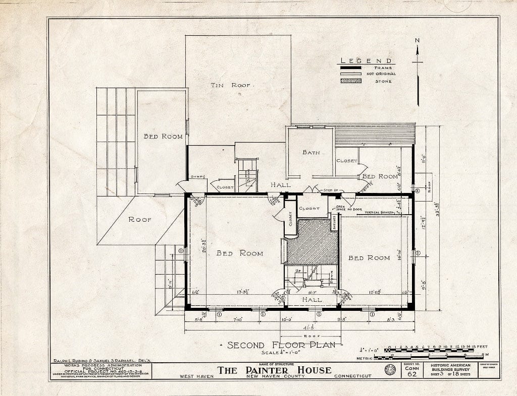 Blueprint HABS Conn,5-HAVW,2- (Sheet 3 of 18) - Thomas Painter House, West Haven, New Haven County, CT