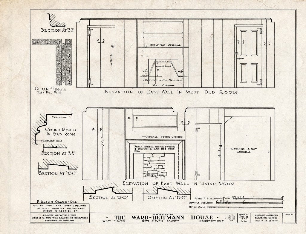 Blueprint HABS Conn,5-HAVW,1- (Sheet 9 of 13) - Ward-Heitmann House, 277 Elm Street, West Haven, New Haven County, CT