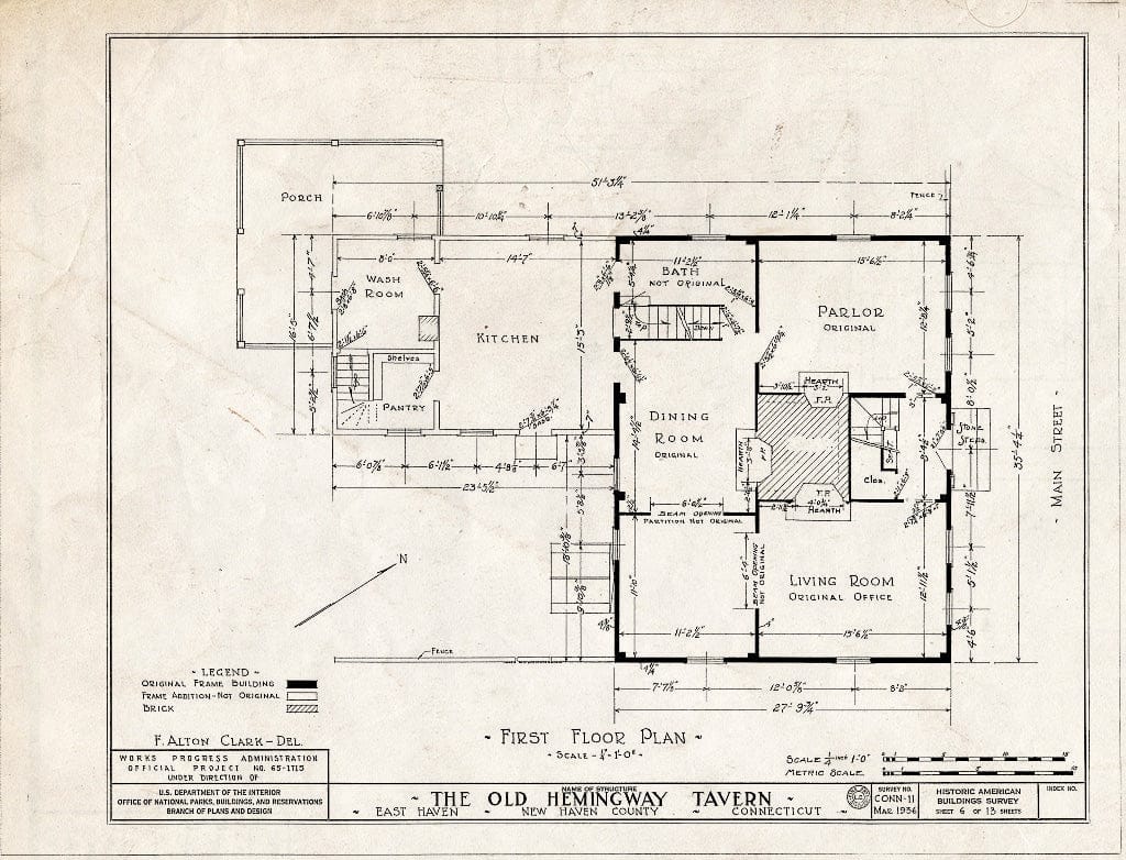 Blueprint HABS Conn,5-Have,2- (Sheet 6 of 13) - Old Hemingway Tavern, 262 Main Street, East Haven, New Haven County, CT