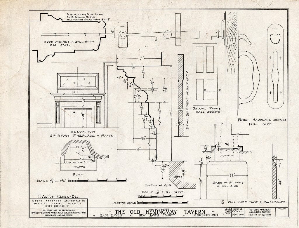 Blueprint HABS Conn,5-Have,2- (Sheet 12 of 13) - Old Hemingway Tavern, 262 Main Street, East Haven, New Haven County, CT