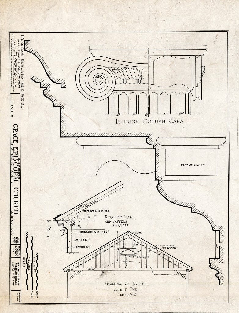 Blueprint HABS Conn,5-HAM,1- (Sheet 12 of 17) - Grace Episcopal Church, Dixwell Avenue, Hamden, New Haven County, CT