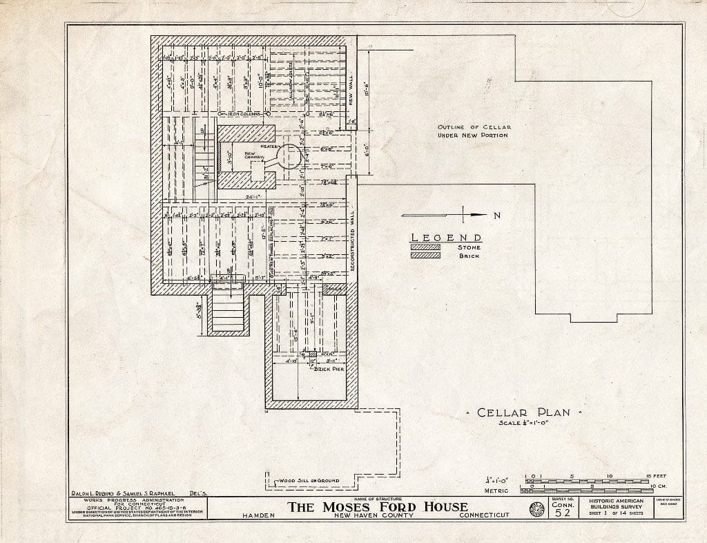 Blueprint HABS Conn,5-HAM,2- (Sheet 1 of 14) - Moses Ford House, 152 Waite Street, Hamden, New Haven County, CT