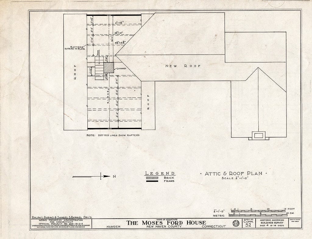 Blueprint HABS Conn,5-HAM,2- (Sheet 4 of 14) - Moses Ford House, 152 Waite Street, Hamden, New Haven County, CT