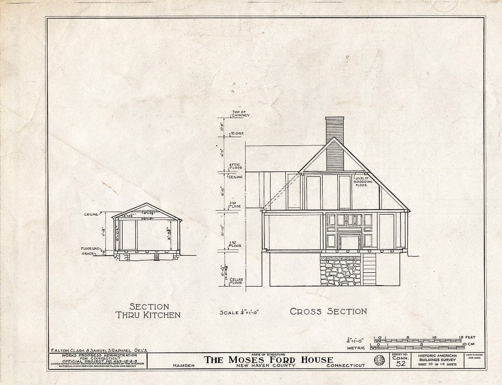 Blueprint HABS Conn,5-HAM,2- (Sheet 10 of 14) - Moses Ford House, 152 Waite Street, Hamden, New Haven County, CT