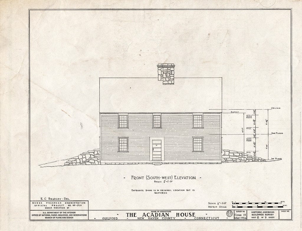 Blueprint HABS Conn,5-GUIL,12- (Sheet 2 of 9) - Acadian House, Union Street, Guilford, New Haven County, CT
