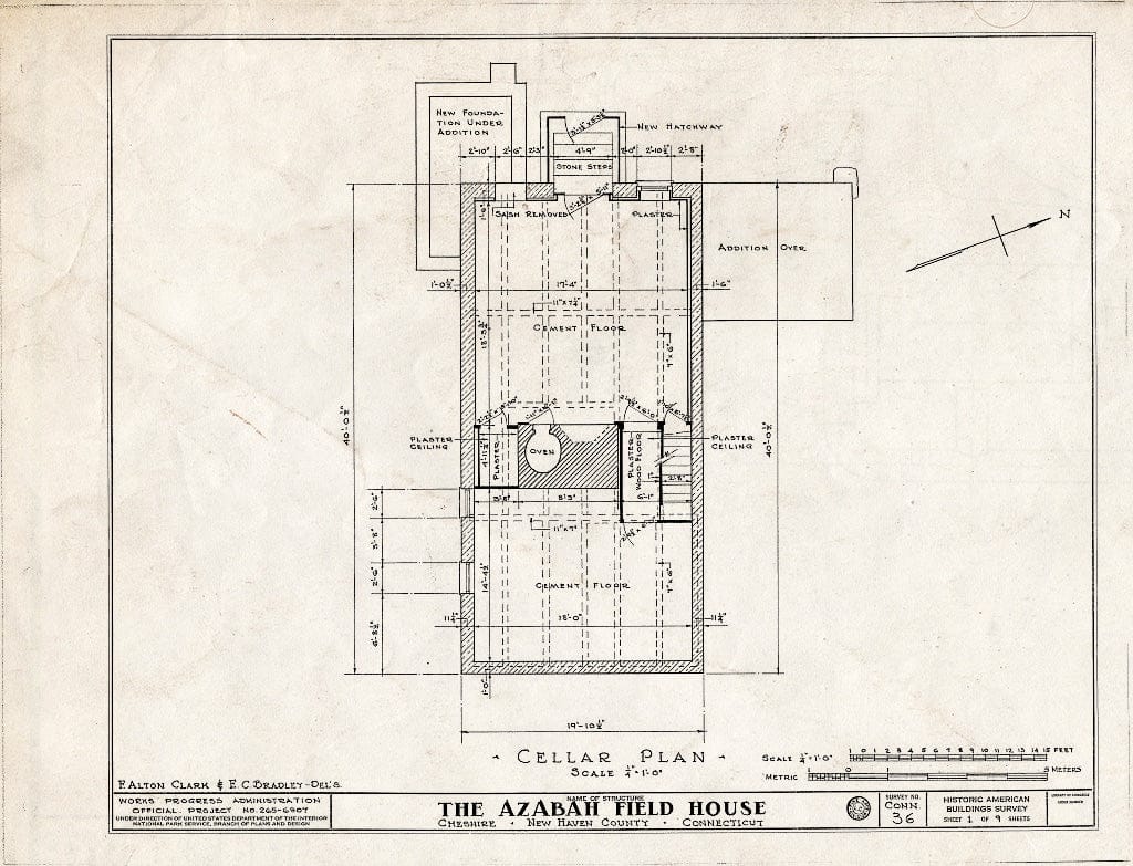 Blueprint HABS Conn,5-CHESH,2- (Sheet 1 of 9) - Azabah Field House, Main Street, Cheshire, New Haven County, CT