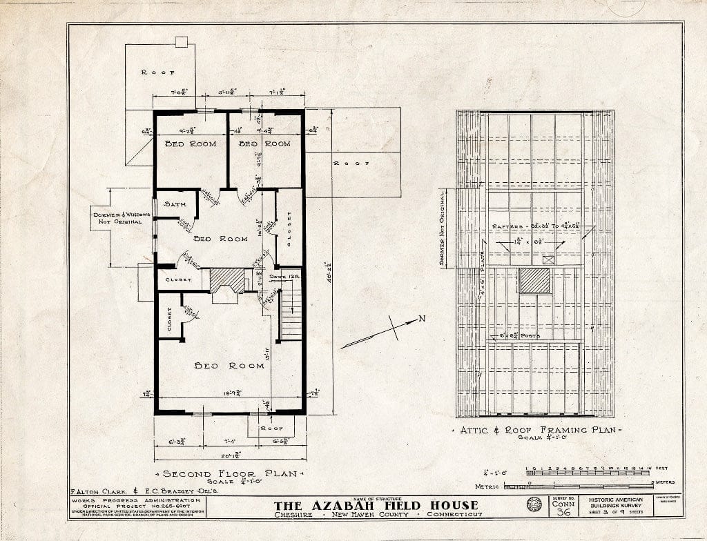 Blueprint HABS Conn,5-CHESH,2- (Sheet 3 of 9) - Azabah Field House, Main Street, Cheshire, New Haven County, CT
