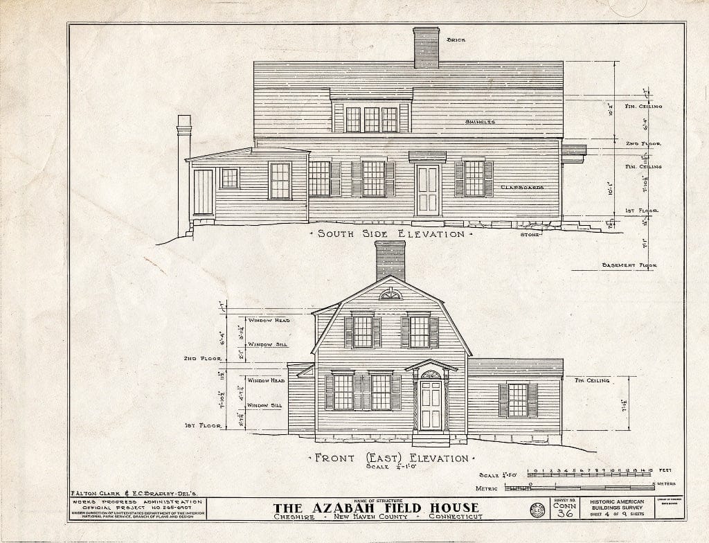 Blueprint HABS Conn,5-CHESH,2- (Sheet 4 of 9) - Azabah Field House, Main Street, Cheshire, New Haven County, CT